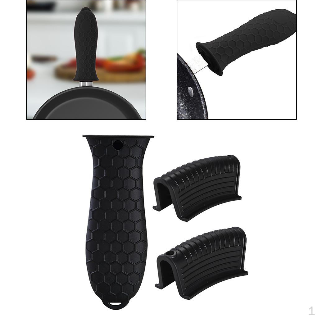 

3 шт. силиконовая кастрюля, кухонная кастрюля, держатель для кастрюли, многоразовый для дома чёрный