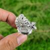 925 Sterling Silver Black Rutilated Quartz Gemstone Statement Anniversary Ring