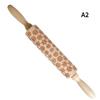 Wood Christmas Printing Rolling Pin Wooden Carvings Embossing Elk Snowflake Christmas Tree Snowman Rolling Pin Cookies Crafts