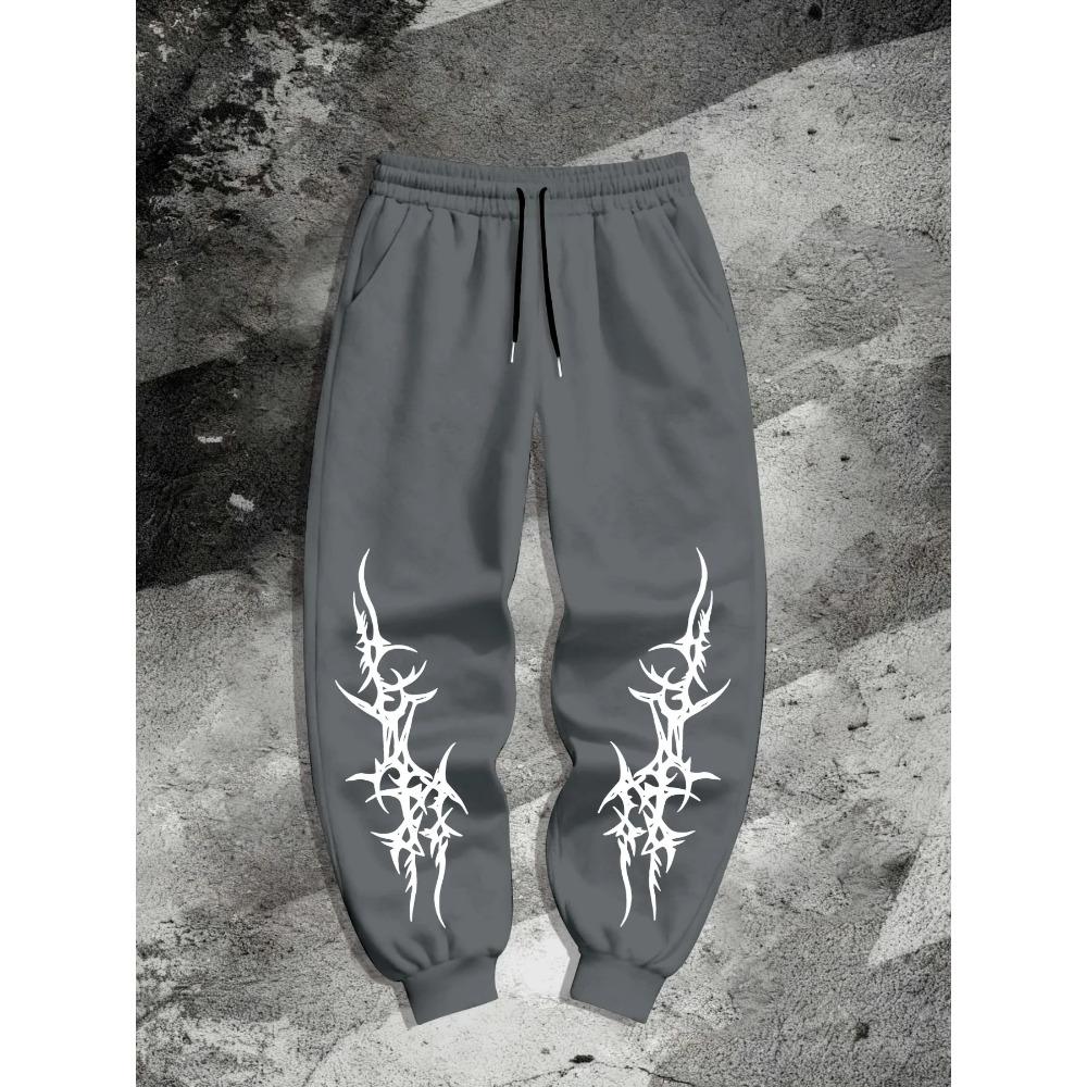 Mens Sweatpants Sports and Streetwear Loose Casual Pant Drawstring Men Printed Pant