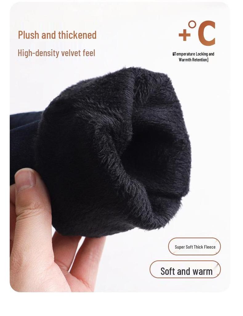 Women's High Waist Slim Fit Black Cigarette Pants with Plus Velvet for Autumn/Winter 2025