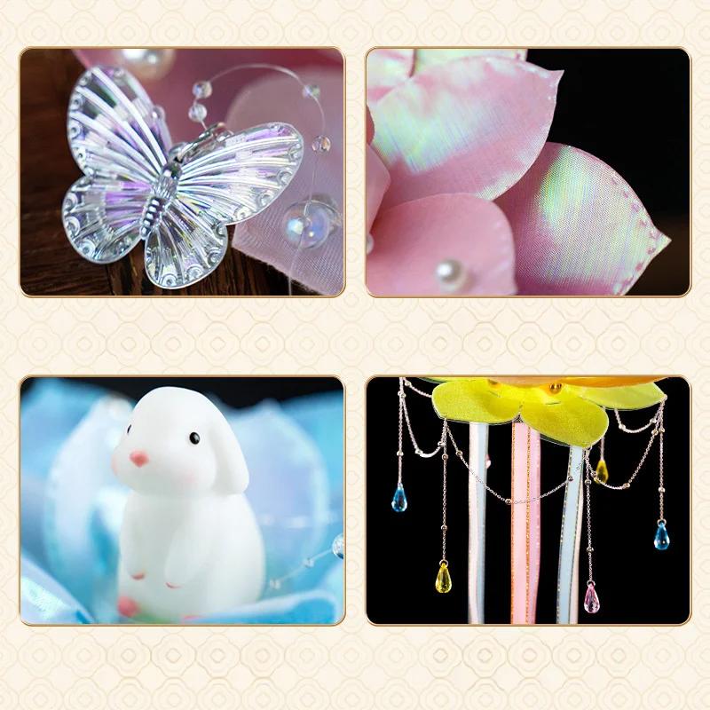 Mid-Autumn Festival Jade Rabbit Lotus Lantern Children's Handmade Diy Material Luminous Ancient Lotus Lantern Stage Performance