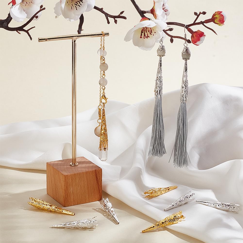 

PH PandaHall 200 шт 2 цвета Длинные колпачки для бусин в виде цветка Полые концевики для бусин Стопоры для бусин для кисточек Изготовление ювелирных изделий DIY Поделки Бусины-богини Дреды