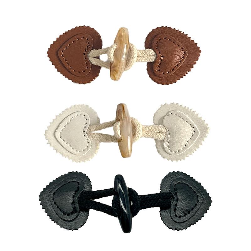 4Pairs Rope Leather Pair Button for Sewing Supplies Coat Sweater Cardigan Belt Buckle Handwork Clothing Decoration