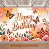 Party Backdrop Happy Birthday Birthday Floral Butterfly Photo Booth Background Front Door Decor