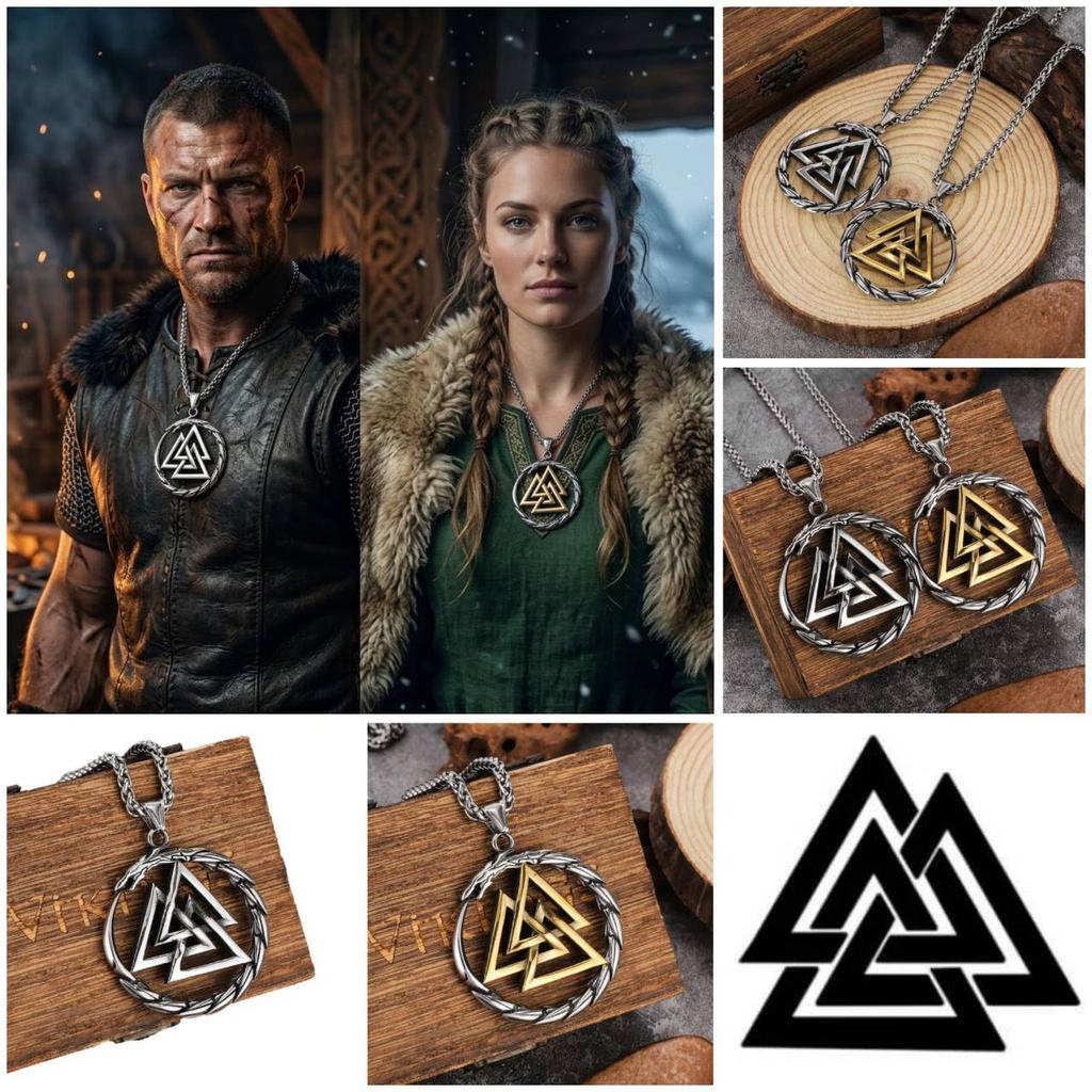 Vintage Retro Valknut Viking Icon Dragon Round Pendant Necklace Chain Unisex Men Women Fashion Gothic Amulet Talisman Jewelry Party Gift