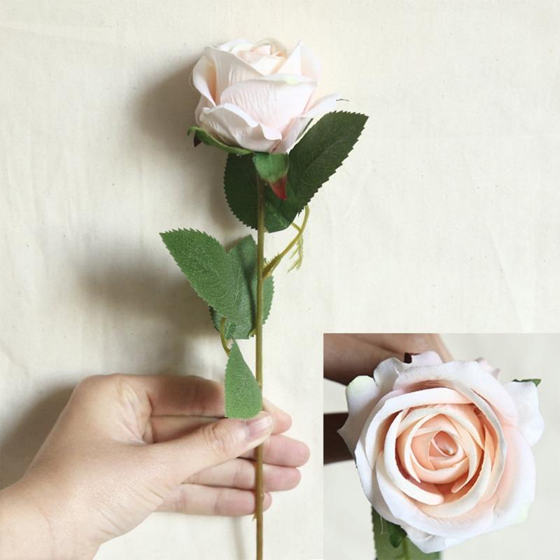 5 Pcs Artificial Flowers Silk Rose Long Stem Bouquet for Wedding Home Decoration Fake Flowers DIY Wreath Supplies Accessories
