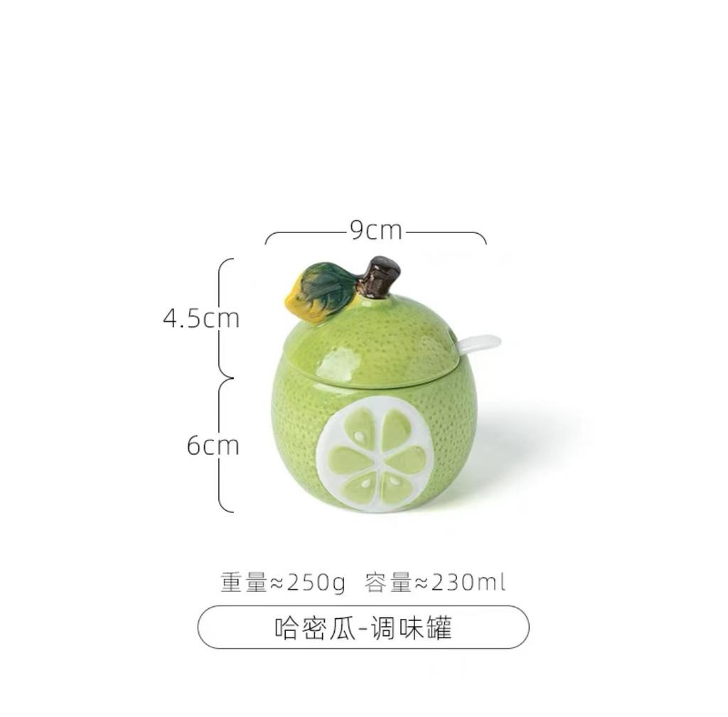 Creative Cartoon Fruit Ceramic Seasoning Jar Korean Hand-painted Salt Pepper Shaker Sugar MSG Bottle Household Kitchen Supplies