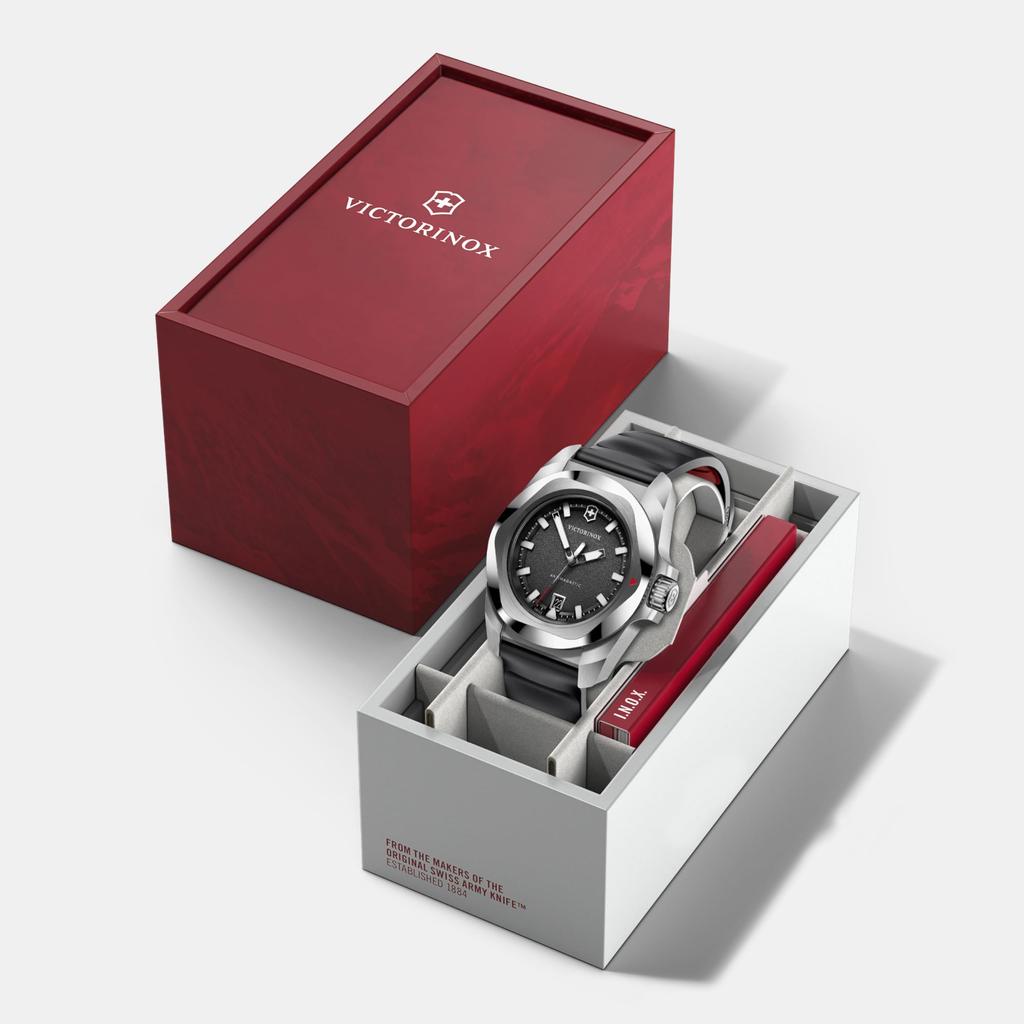 VICTORINOX Quartz Black Black Rubber Stainless Steel 200m Water Shock Interchangeable Swiss Inox I.N.O.X. Men's Watch, 41mm, Dial, Strap, Analog,