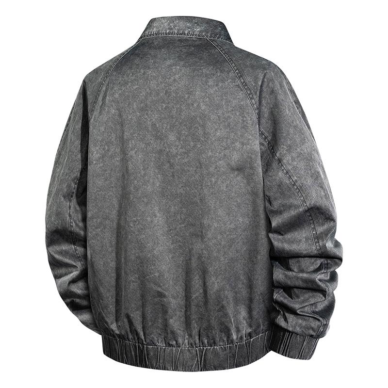 Denim Craft Jacket Men's Retro Workwear Jacket Loose Casual Zipper Top Jacket Jacket