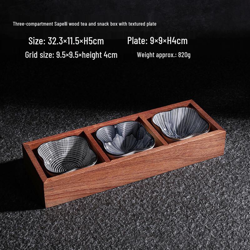 New Chinese Sapele Wood Multi-compartment Snack Tray