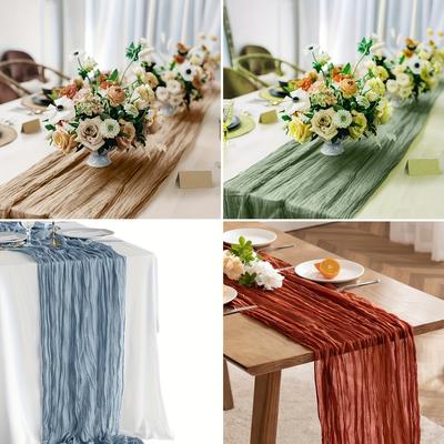 5pcs Handmade Polyester Table Runners, Versatile Cloth Table Runner Set, for Wedding, Bridal Shower, Birthday, Bachelor Party, and Special Occasions