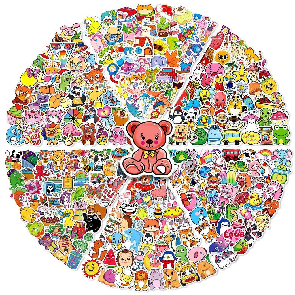 50-300 Cartoon Cute Children's Animals Doodle Stickers Stationery Stickers