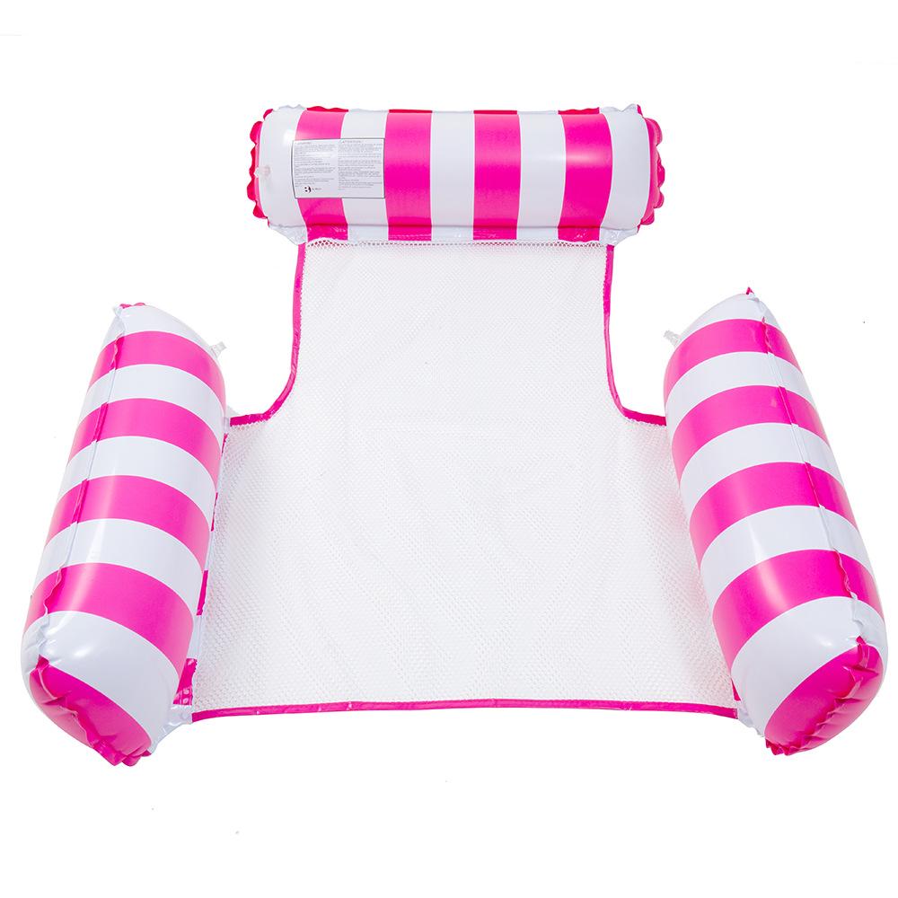 Foldable Striped Pool Hammock: New Style Inflatable Float & Mesh Recliner