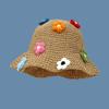 Handmade Beach Hat Crocheted Sunshade Bucket Hat for Women Dress-up Party Flower Bucket Hat for Camping  Khaki