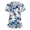 Women's Short Sleeve Stagger V Neck Print Pocket Dry-nurse Top