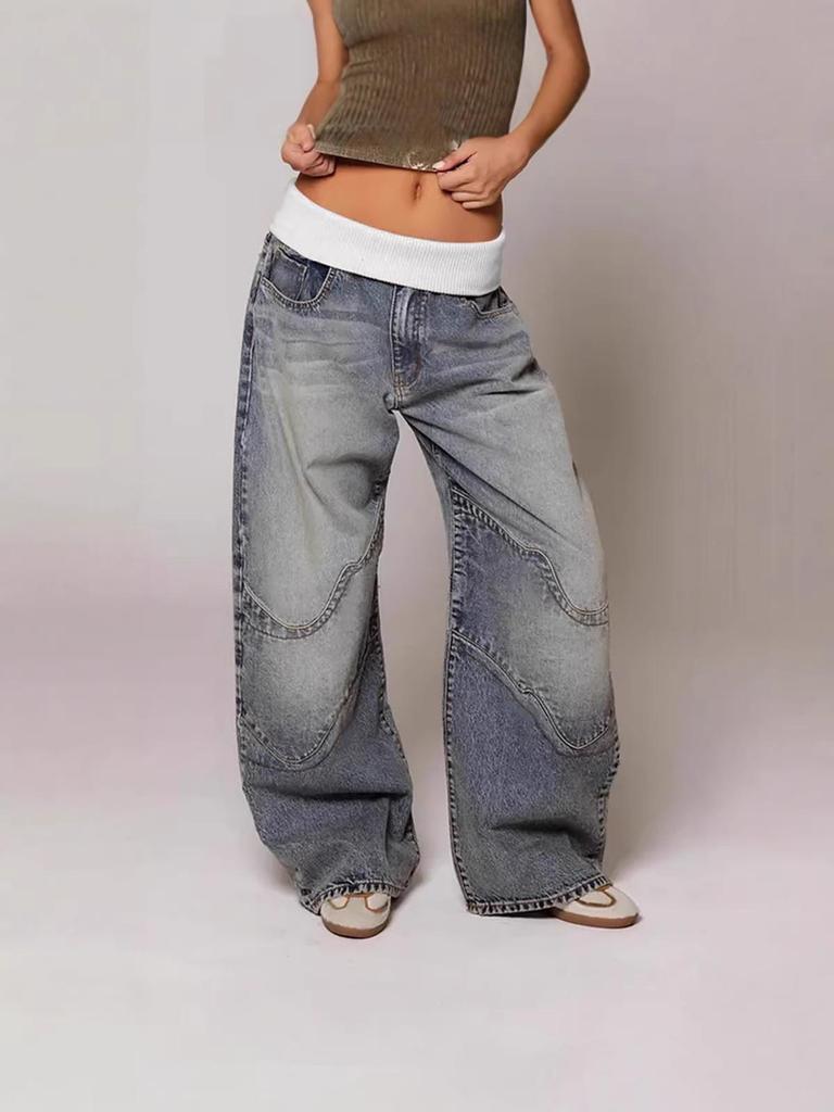 Vintage Faded Denim Loose Straight-Leg Ripped Jeans for Women - European & American Street Retro Style