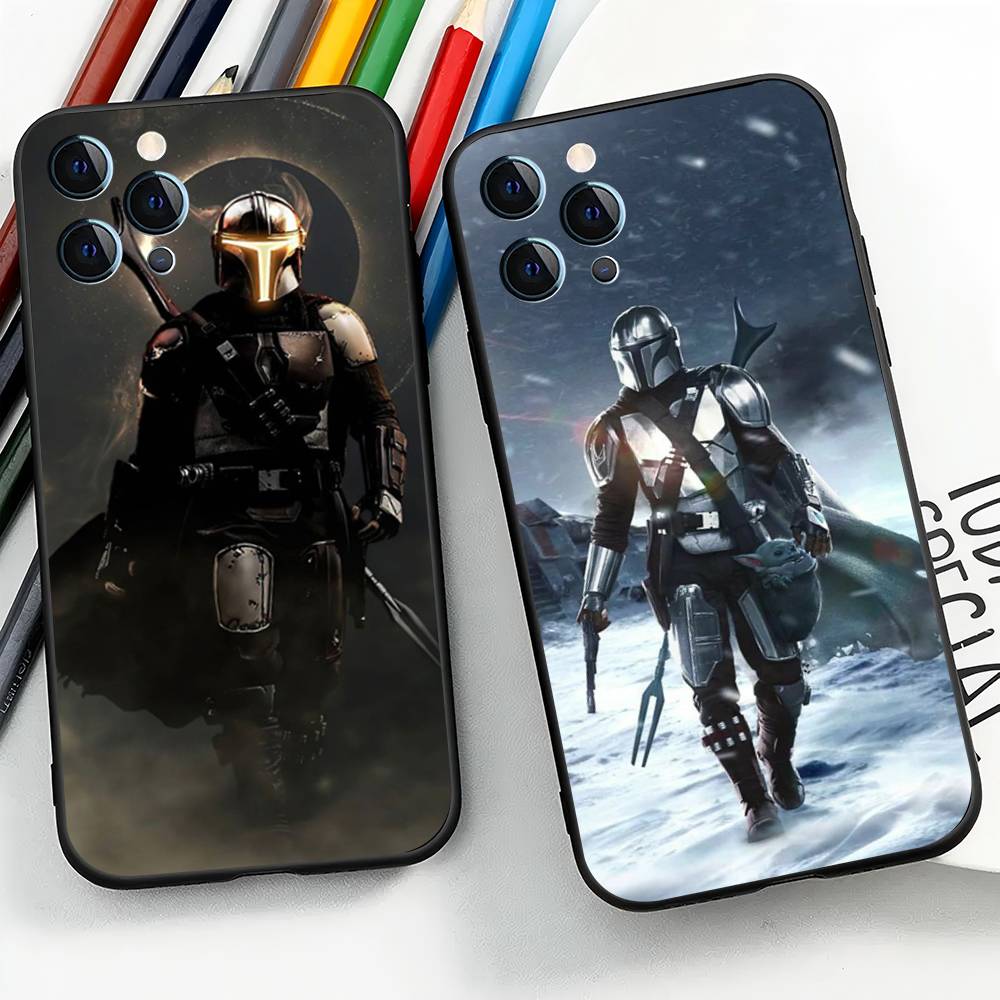 Disney The Mandalorian for iPhone 15 16 14 Plus 13 12 11 17 Pro Max 17 Air Black Soft Phone Cover