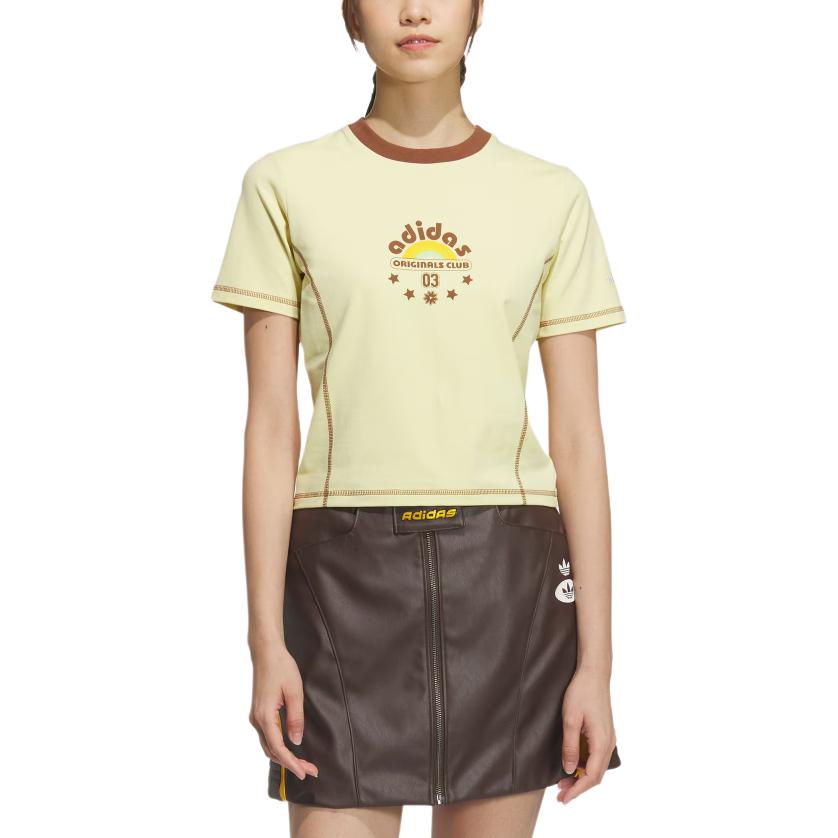 adidas Originals RETRO Regular T Shirt Women's Powder Yellow JX6571