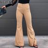 Women's Fashion Casual Solid Color Print High Waist Trousers Pants & Capris