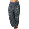 Women's High Waist Printed Harem Pants Loose Wide Leg Long Trousers Elastic Fold Waist Casual Bohemian Digital Print Baggy Pants