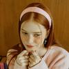 Jacquard Ribbon Volume Hairband _ Pink