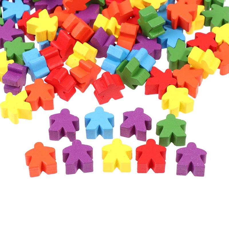 100 Dřevěných Meeples 16 mm Extra Stolní Hra Bits Pěšci Šachové Figurky Hromadná výměna