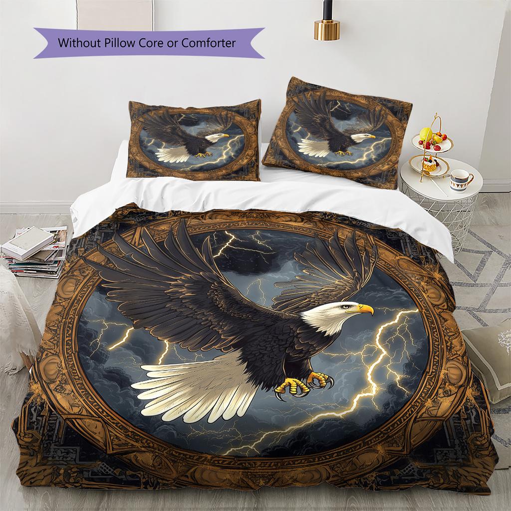 Lightning eagle Pattern Bedding Quilt Set Quilt Cover Pillowcase Home Decoration Gift (1 * duvet cover + 2 * pillowcase, without core)