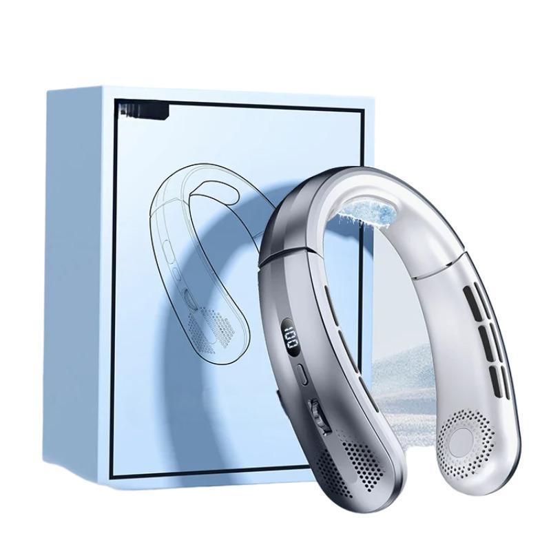 Hanging Neck Portable Bladeless Fan Wind Power Digital Display Usb Charging Cooling Fan Outdoor Sports Hanging Fan Cooler