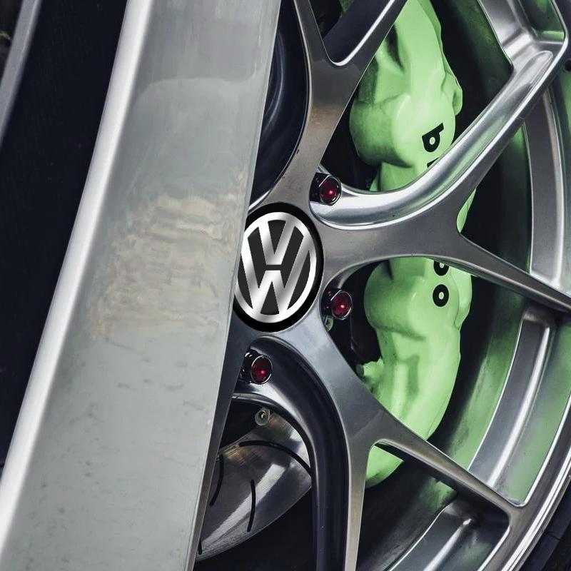 For Volkswagen 4Pcs 56mm New Car Wheel Stickers Center Hub Cap Car Emblem Badge Decal For Volkswagen GTI R-Line R Polo T5 Golf P