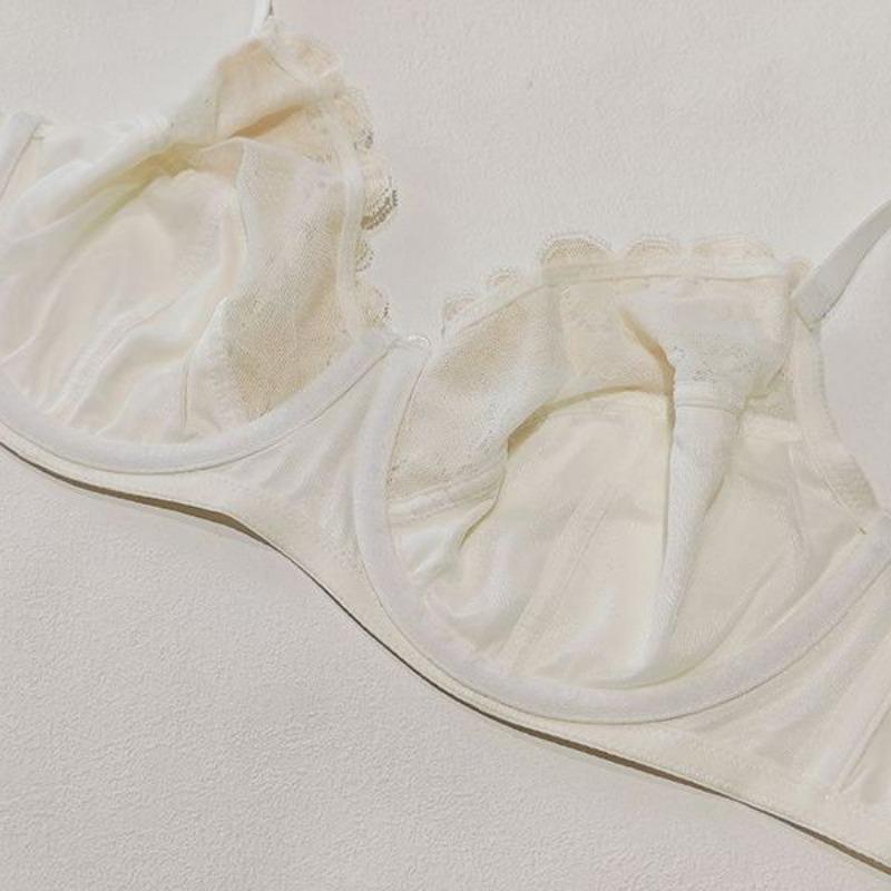 Ultra-dünner Cup Molliges Mädchen Spitzenkante Sexy Übergröße Unterwäsche Push-up Anti-Erschlaffungs-BH Seidiger Bequemer BH