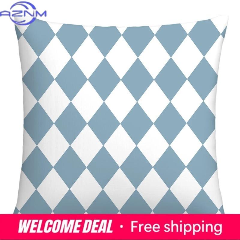 Geometric Print Polyester Pillow Cover Lake Blue Pattern Living Room Sofa Cushion Cover Home Decoration X Cm