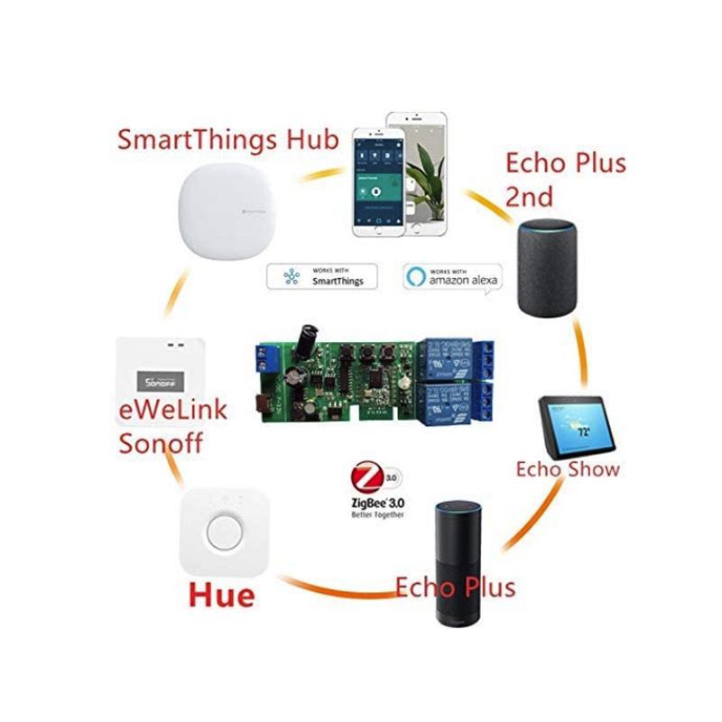 Tuya Single-Channel Smart WiFi Switch Module, 5V/12V, Inching & Self-Locking, Alexa Compatible