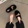 Internet celebrity bag head half slippers women's outer wear 2025 autumn and winter new heightened thick-soled fluffy shoes home warm cotton slippers
