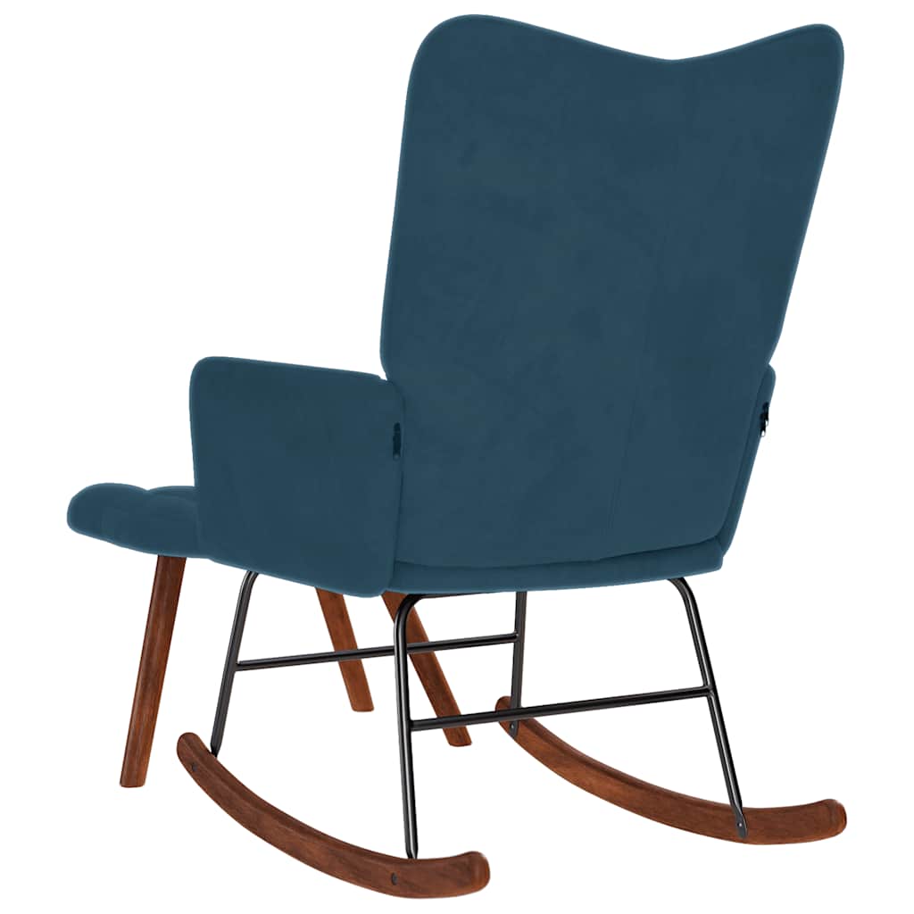 Rocking Chair with Footstool Blue Velvet
