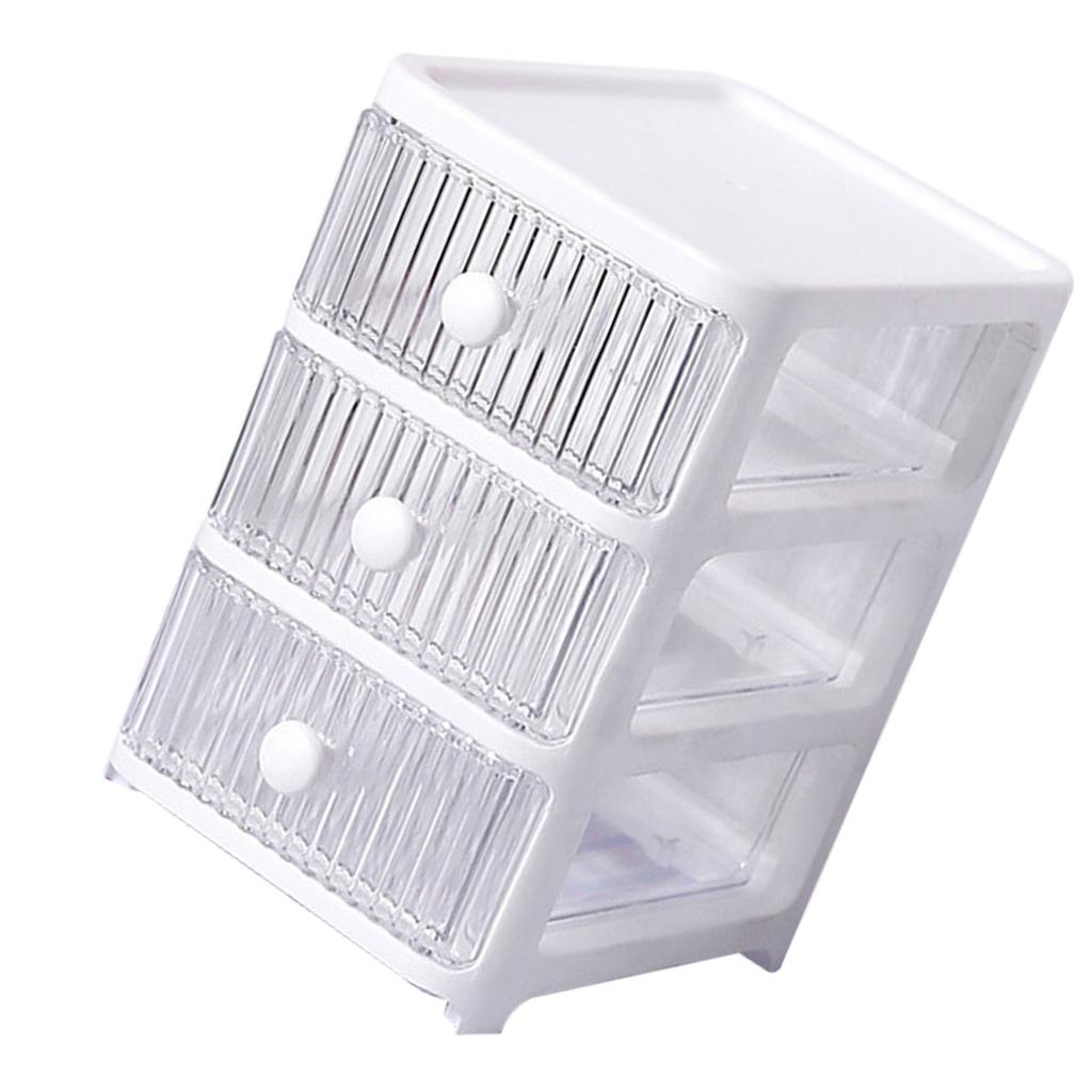 Desktop Storage Box with Drawers Multi Layers Transparent Multifunctional Stackable Desk Organizer