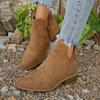 Fashion Women's Natural Suede Elastic Low Heel Shoes Autumn and Winter Ankle Boots Square Toe Casual Short Boots Size 36-43