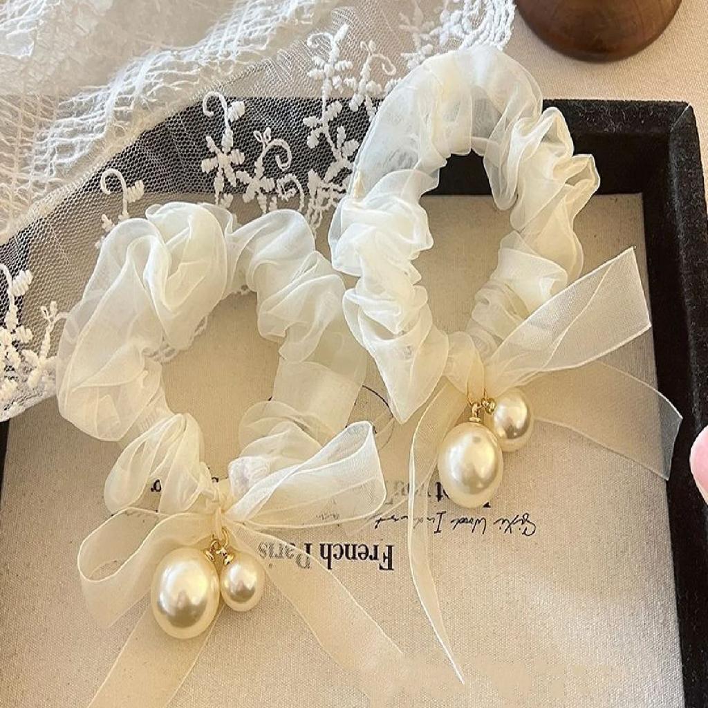 1 Peça Fita Branca Fita Círculo de Cabelo Feminino Coreano Rabo de Cavalo Duplo Pequeno Fresco Corda de Cabeça Temperamento Laço Corda de Cabelo Faixa de Couro H