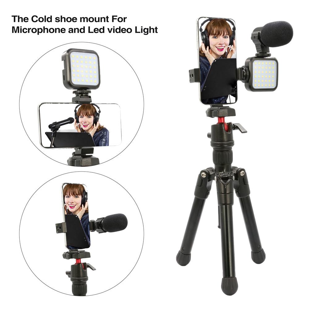 Universal Smartphone Tripod Mount Adapter Phone Clip Holder 360 Rotation Mobile Clamp with Cold Shoe Mount for Arca-Type Plate 7