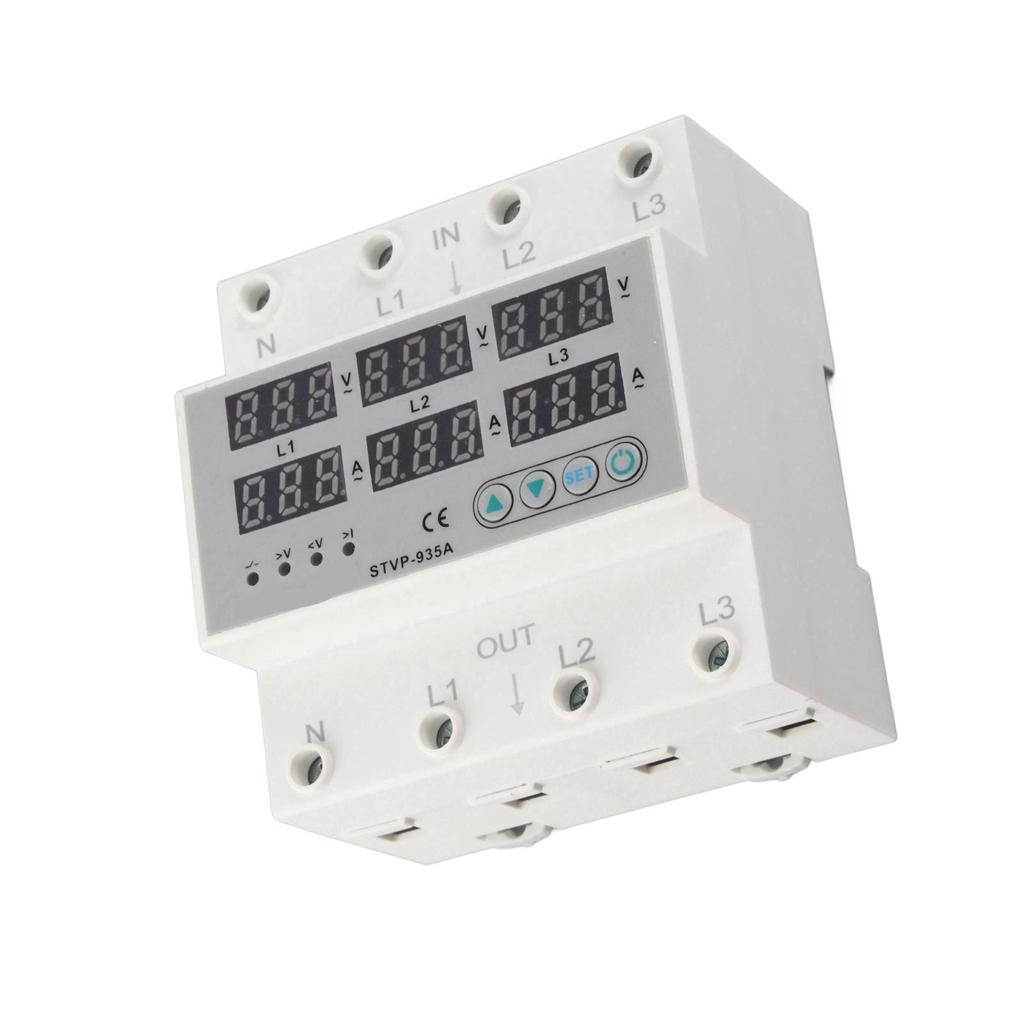 Adjustable Voltage Current Protector 3 Phase Digital Display Automatic Recovery Voltage Protector Relay AC220 380V 63A