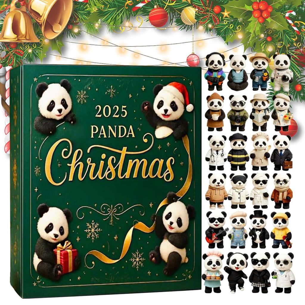 Cute Panda Christmas Advent Calendar 24pcs 2D Flat Panda Acrylic Pendants Christmas Panda Advent Calendar 2026 Xmas Navidad