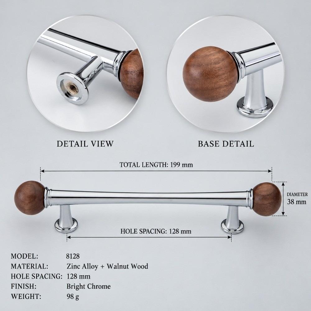 Luxury Walnut Cabinet Pull Handle Marble Solid Wood Drawer Knob Sturdy Smooth Wardrobe Door Handle Furniture Hardware