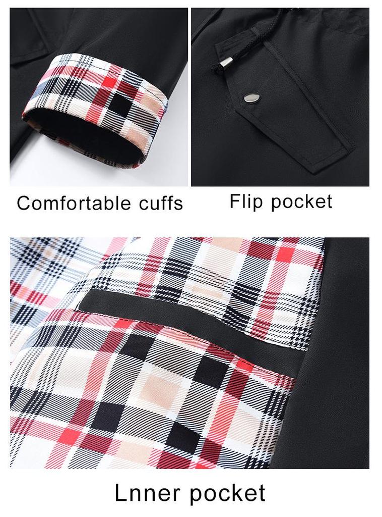 New Women's Water-Repellent Trench Coat with Plaid Lining - High-Quality Jacket