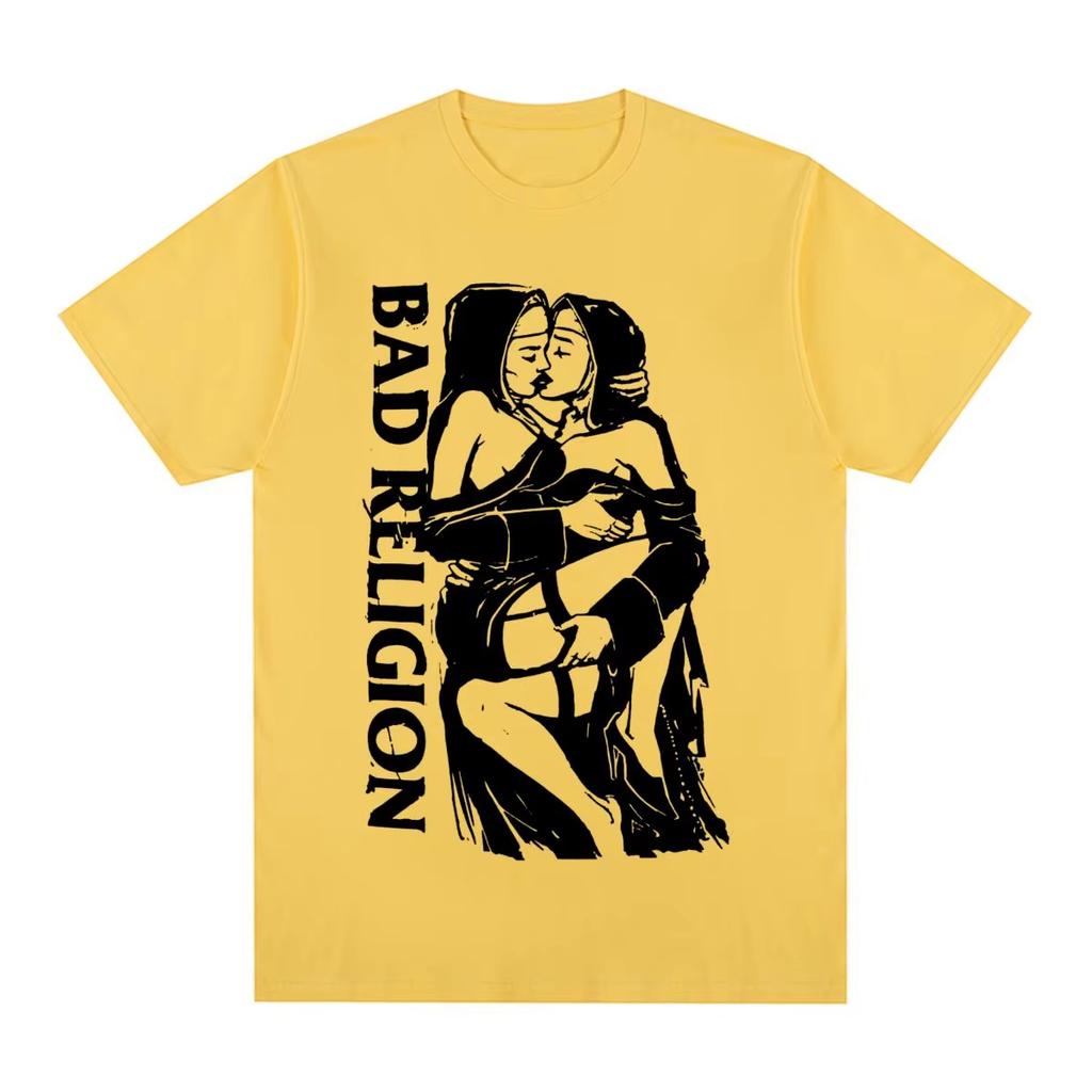 Men's & Women's New Vintage Crew Neck T‑Shirt with Bad Religion Classic Punk Band Graphic Print Women And Men T-shirt