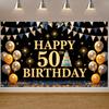50th Celebration Display Triangular Bunting Golden Birthday Banner Birthday Celebration Banner Golden Glitter For Hotel
