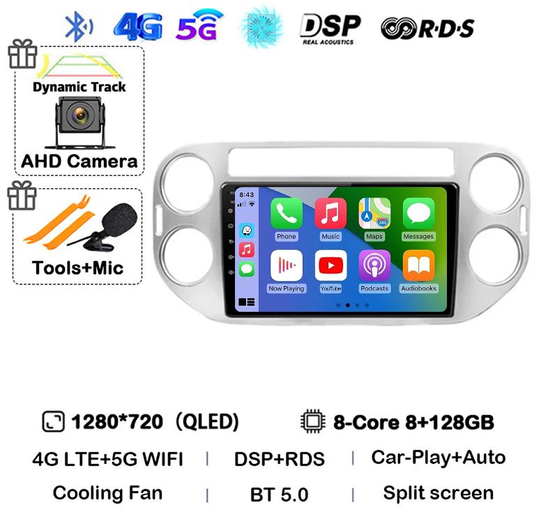 Android 14 Carplay Auto Car Radio For VW Volkswagen Tiguan 1 NF 2006 2008-2013 2014 2015 2016 Multimedia GPS Video Player Stereo