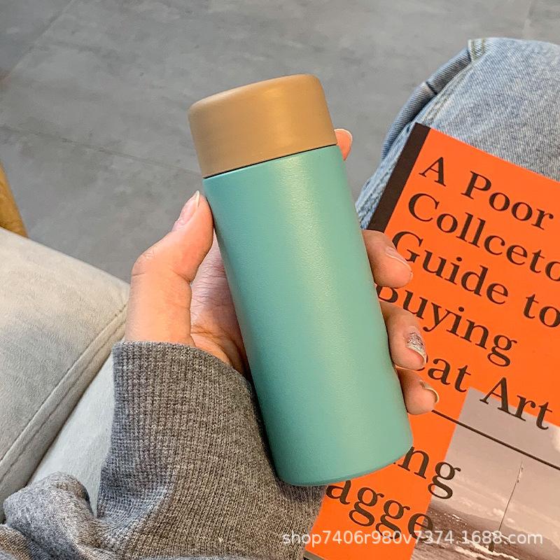 Frosted Mini Thermos Cup For Women, Small And Portable With Tea Compartment, Simple Small-Capacity Water Cup, Portable Pocket Cup