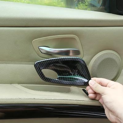 4Pcs Carbon Fiber Texture Interior Door Handle Bowl Trim Cover Fit for BMW E90 3 Series 2005 2006 2007 2008 2009 2010 2011 2012