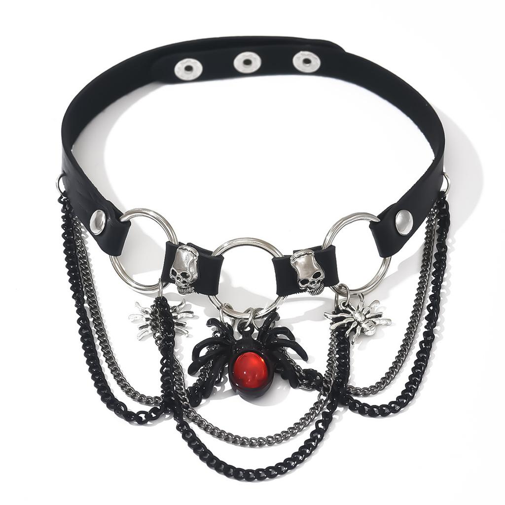 Punk style cross choker collar exaggerated personality tassel PU necklace sweet cool babes accessories