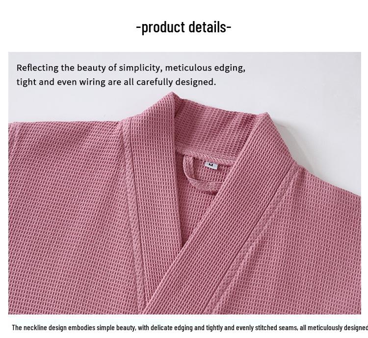 Unisex Quick-Dry Cotton Waffle Bathrobe - All-Season, Absorbent, Perfect for Steam Room & Spa